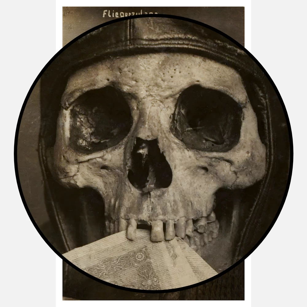 Skull with German Aviator Cap and Banknotes Poster