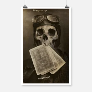 Skull with German Aviator Cap and Banknotes Poster