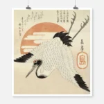 Sunset Stork Poster