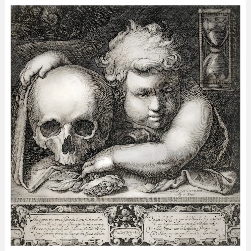 Vanitas Allegory with Child and Skull Poster