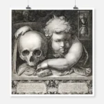 Vanitas Allegory with Child and Skull Poster