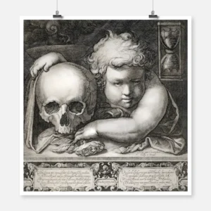 Vanitas Allegory with Child and Skull Poster