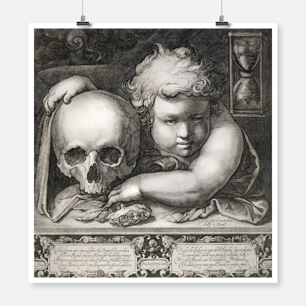 Vanitas Allegory with Child and Skull Poster