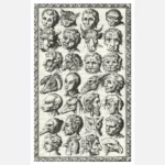 28 Heads of People and Animals Poster