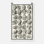 28 Heads of People and Animals Poster