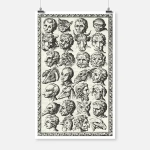 28 Heads of People and Animals Poster