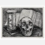 Still Life with a Skull, an Hourglass, a Book and a Knife Poster