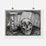 Still Life with a Skull, an Hourglass, a Book and a Knife Poster