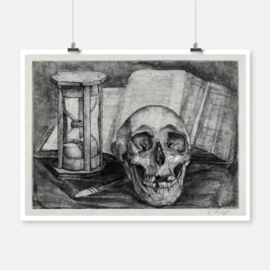 Still Life with a Skull, an Hourglass, a Book and a Knife Poster