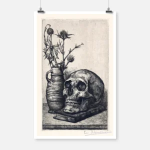 Still Life with Skull and Thistles Poster