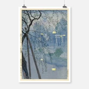 The Edge of the Shinobazu Pond During a Foggy Evening Poster