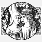 Foliate Ornament with an Amorous Couple Poster