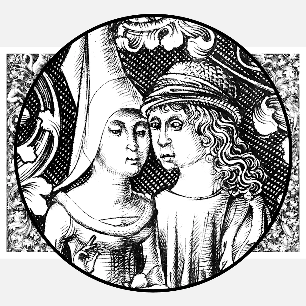 Foliate Ornament with an Amorous Couple Poster