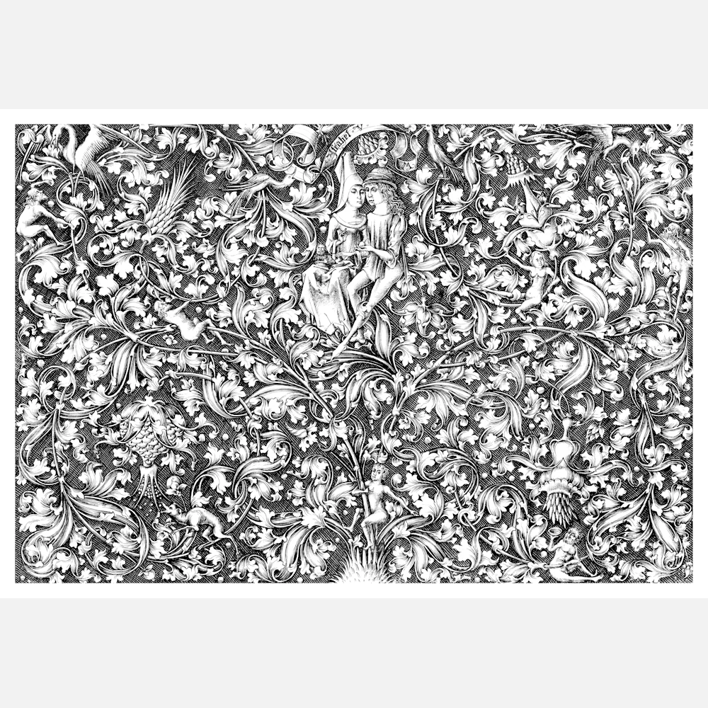 Foliate Ornament with an Amorous Couple Poster