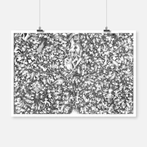 Foliate Ornament with an Amorous Couple Poster