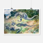 Leaping Laelaps Dryptosaurus Poster