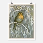 Robin on Snowy Tree Branch Poster