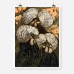 Three Crested Chickens Poster