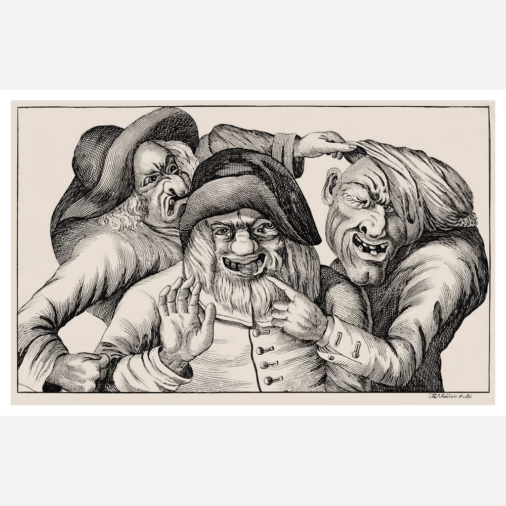 Three Grotesque Old Men with Missing Teeth Poster
