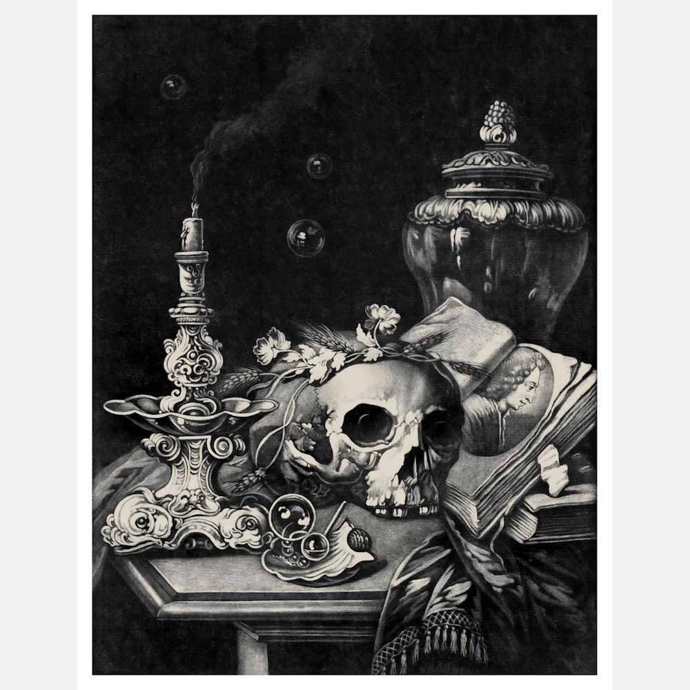 Vanitas Still Life with a Flower-Wreathed Skull Vanitas Poster