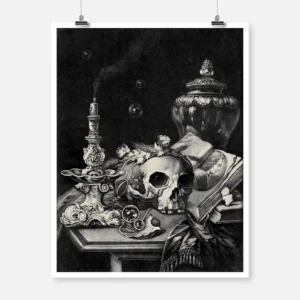 Vanitas Still Life with a Flower-Wreathed Skull Vanitas Poster