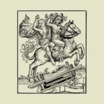 Witch of Berkeley Being Carried off by the Devil on Horseback Vector