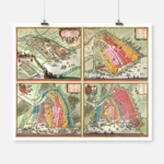 4 Maps of Amsterdam 1400-1612 Poster