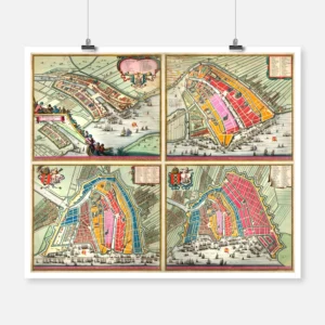 4 Maps of Amsterdam 1400-1612 Poster