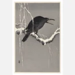 Crow on Snowy Tree Branch Poster