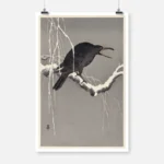 Crow on Snowy Tree Branch Poster