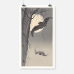 Two Bats at Full Moon Poster