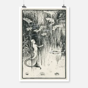 Boy with a Fish Tail Underwater Between Fish and Plants Poster