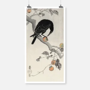 Crow With Persimmon Poster