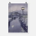 Evening Rain at the Shinobazu Pond Poster