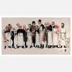 Fifteen French Doctors Wearing Aprons and Holding Various Instruments Poster