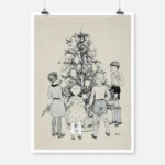 Kids with Christmas Tree Poster