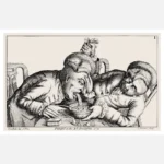 One Man Vomits Into A Bowl As His Companion Lifts His Wig Poster