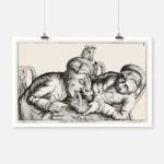 One Man Vomits Into A Bowl As His Companion Lifts His Wig Poster