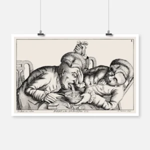 One Man Vomits Into A Bowl As His Companion Lifts His Wig Poster