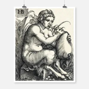 Satyr Woman Plays the Bagpipes Poster