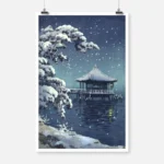 Winter Landscape At Night Poster