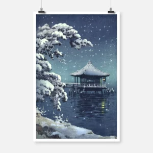 Winter Landscape At Night Poster