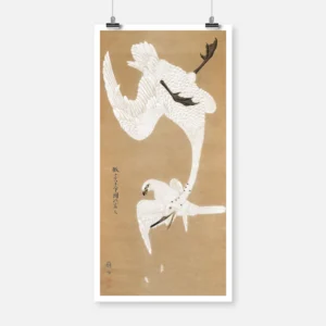 Chinese Falcon Attacking Goose Poster