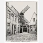 Amsterdam Back Road Gate and Windmill (De Achterweg, Raampoort) Poster