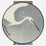 Descending Egrets in Snow Poster