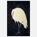 Egret in the Rain Poster