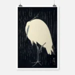 Egret in the Rain Poster