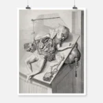 Engraving of Baby and Internal Organs Poster