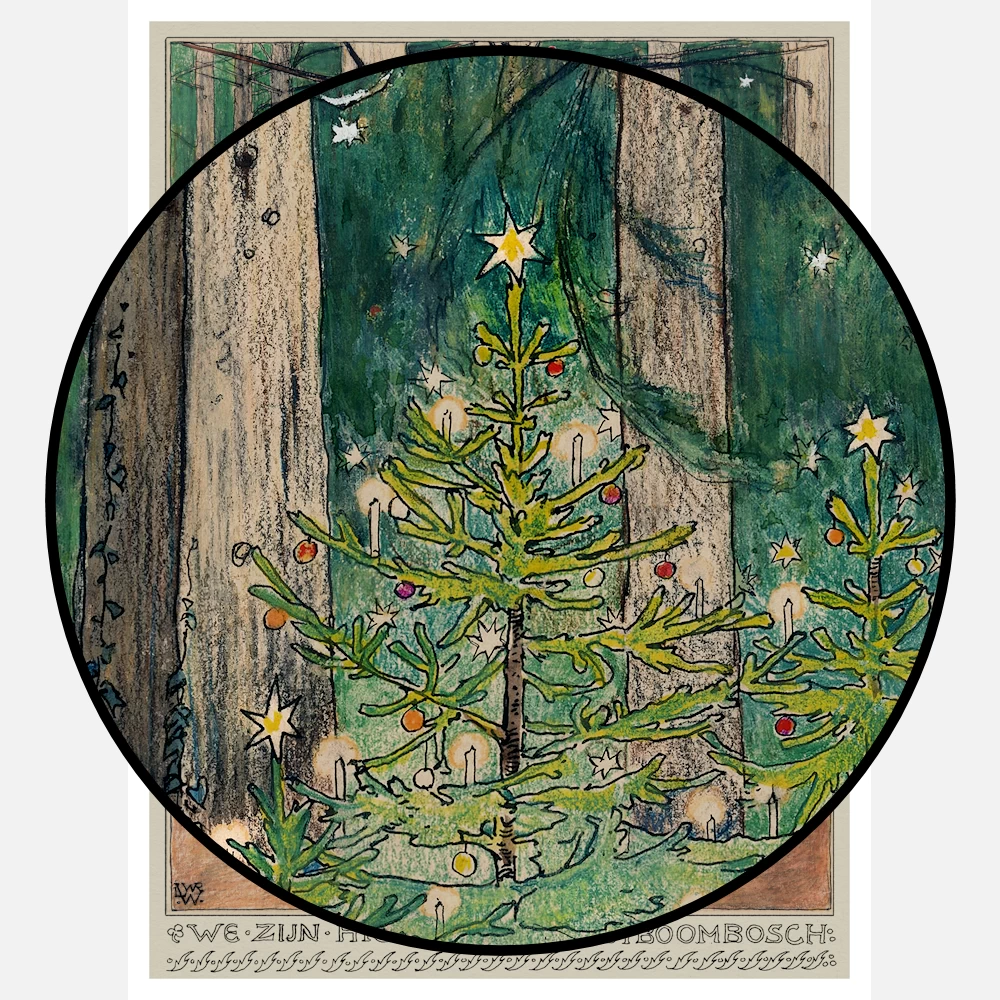 Forest with Decorated and Illuminated Christmas Trees Poster