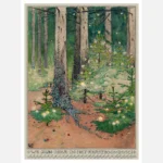 Forest with Decorated and Illuminated Christmas Trees Poster
